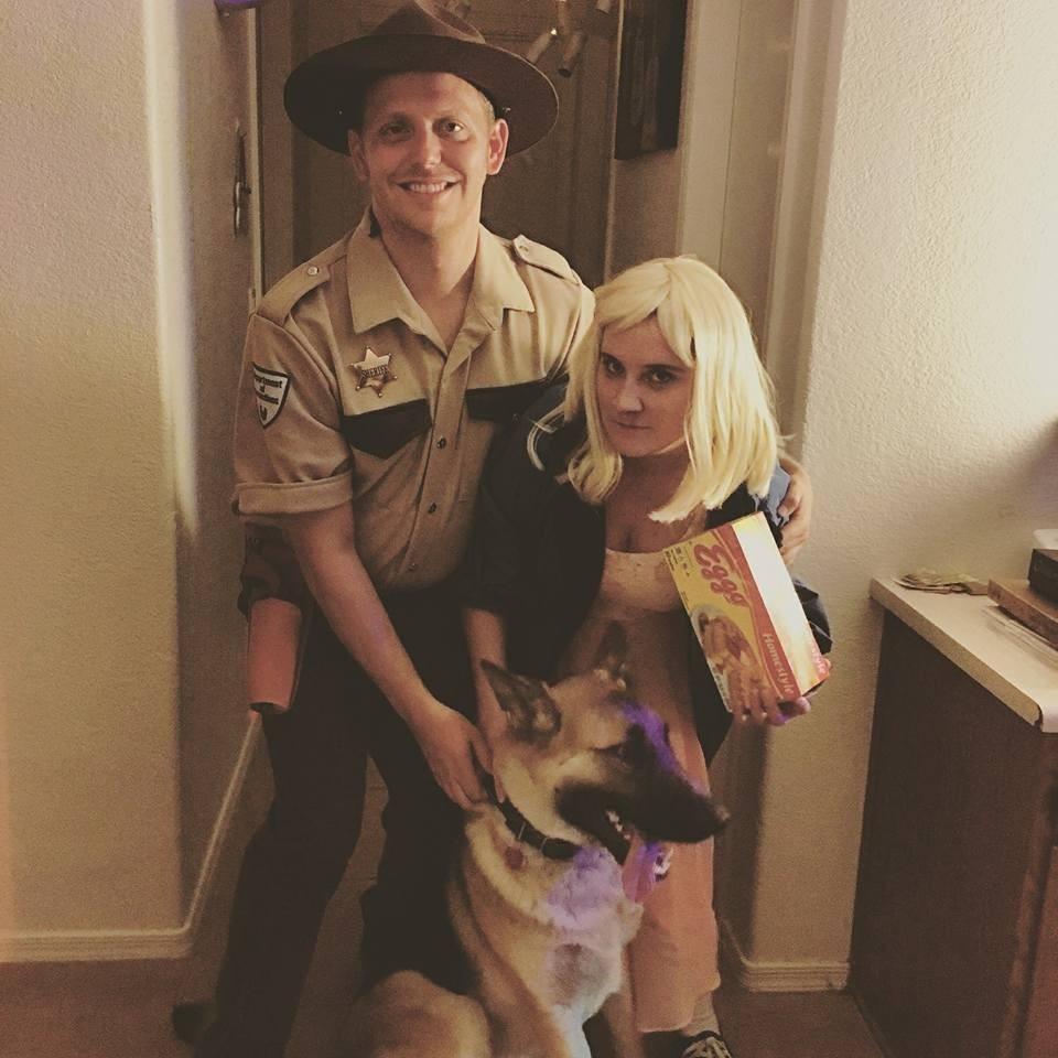 Our first Halloween as a family. Sheriff Hopper, Eleven and a "Dog-a-gorgan" Halloween Party 2016