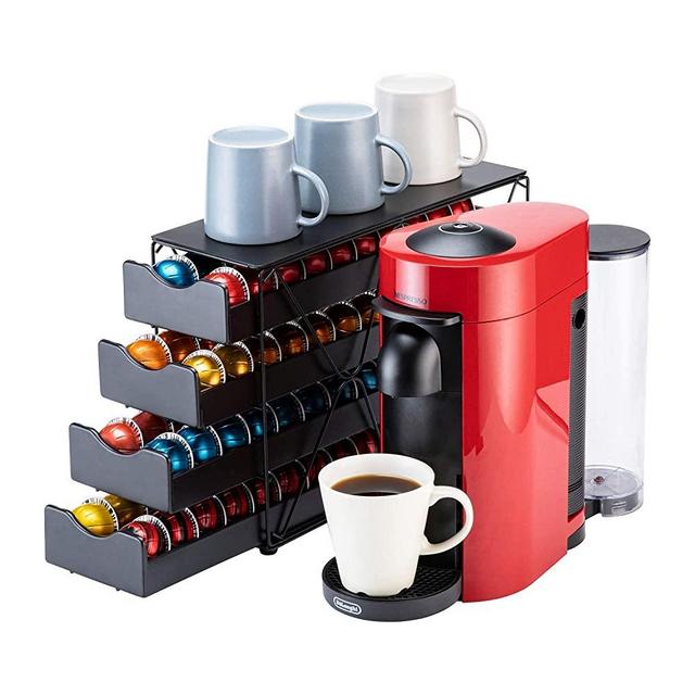 Flagship 4 Tier Coffee Pod Holder Drawer for Nespresso Pod Storage Organizer with 80 Vertuo Pods
