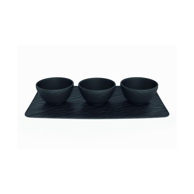 Villeroy & Boch Manufacture Rock Dip Bowl & Tray 4 Piece Set