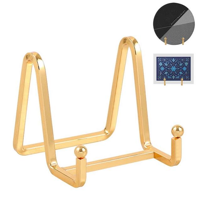 Plate Holder Easel Display Stand - 3 inch Metal Plate Stands for Display - Tabletop Picture Stand - Gold Iron Easels for Display Pictures | Photo Frames | Book | Decorative Plates | Plaque - 1 Pack