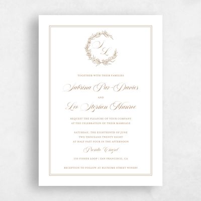 Brown Wedding Invitation - Goundry Frame Letterpress
