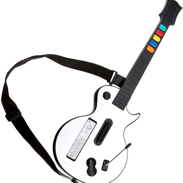 DOYO Wii Guitar Hero for Wii Controller Wireless, Guitar Hero Controller Compatible with Guitar Hero Wii and Rock Band 2 Games with Strap, White