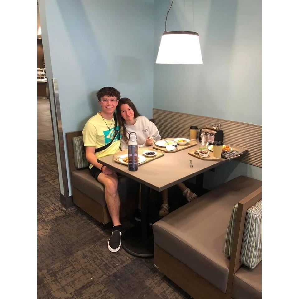 Our first meal together at college