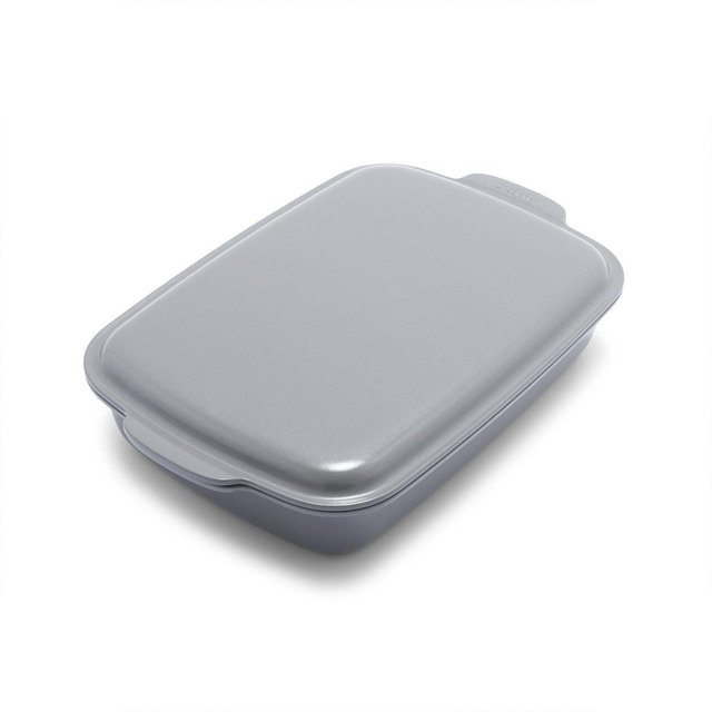 GreenPan Premiere Ovenware Ceramic Nonstick Rectangular Pan 13"x9" with Lid Gray