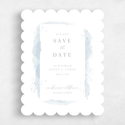 Blue Scalloped Wedding Save the Date - Zortas Portrait