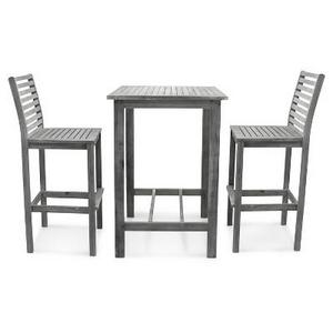 Vifah Renaissance Wood 3pc Bar Set - Gray