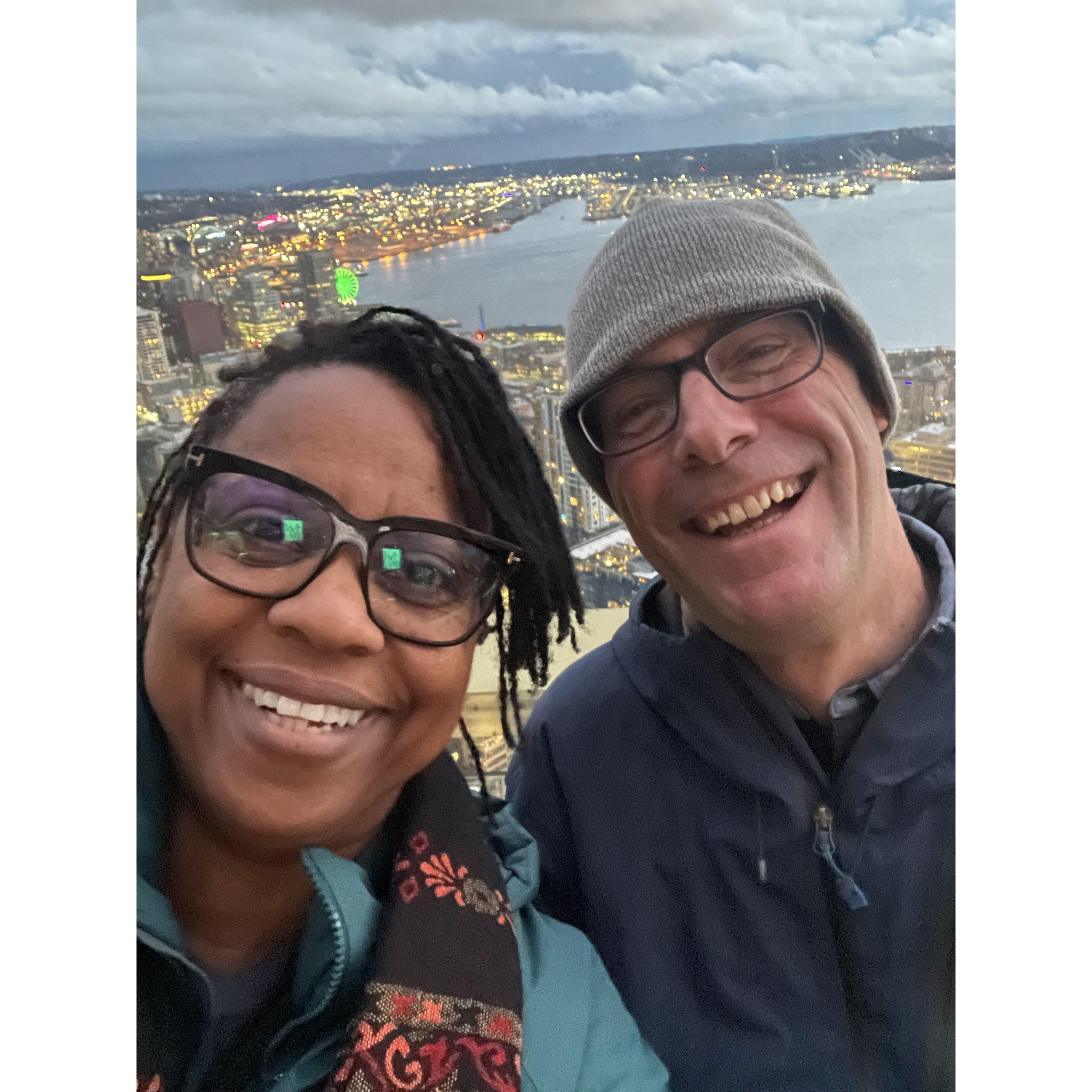 At the Space Needle in Seattle 2024, after taking the Amtrak up for Christmas.