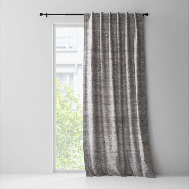 Trevino Pebble Grey Cotton Silk Blend Window Curtain Panel 52"x84"