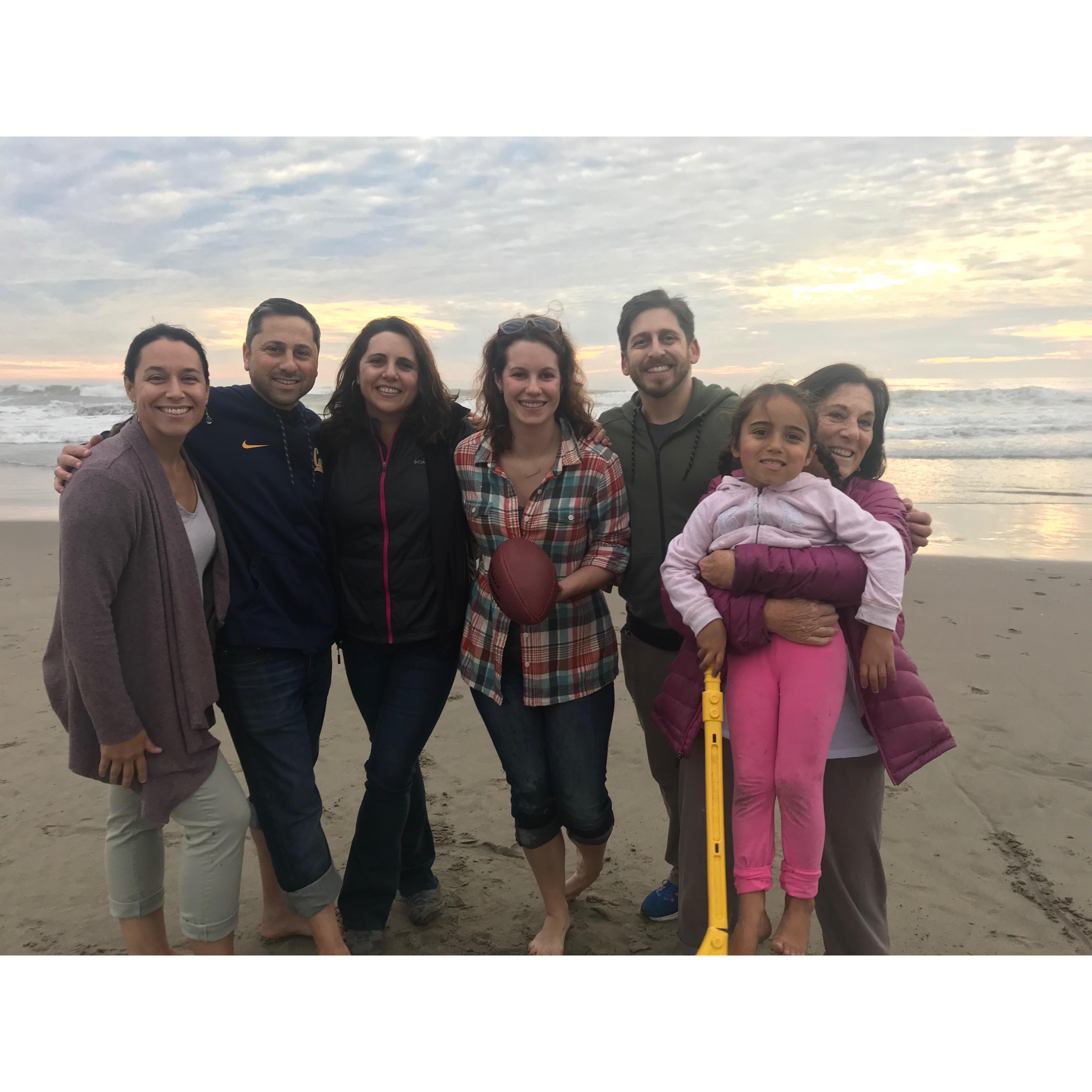 On the beach with Eric's family
