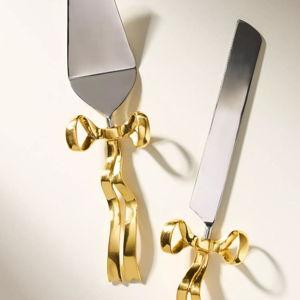 Benedita Bow Metal Serve Set in Gold