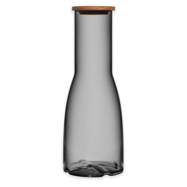 Kosta Boda Bruk Carafe with Oak Lid in Smoke Grey