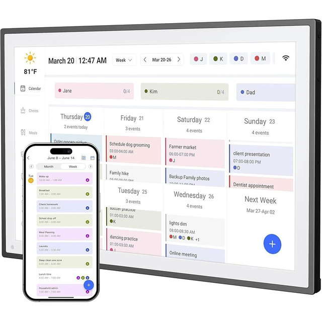 Digital Calendar, 10.1inch Smart WiFi Electronic Calendar&Chore Chart, IPS Touch Screen HD Display for Family Schedules, Share Moments Instantly from Anywhere (Black, 10.1)