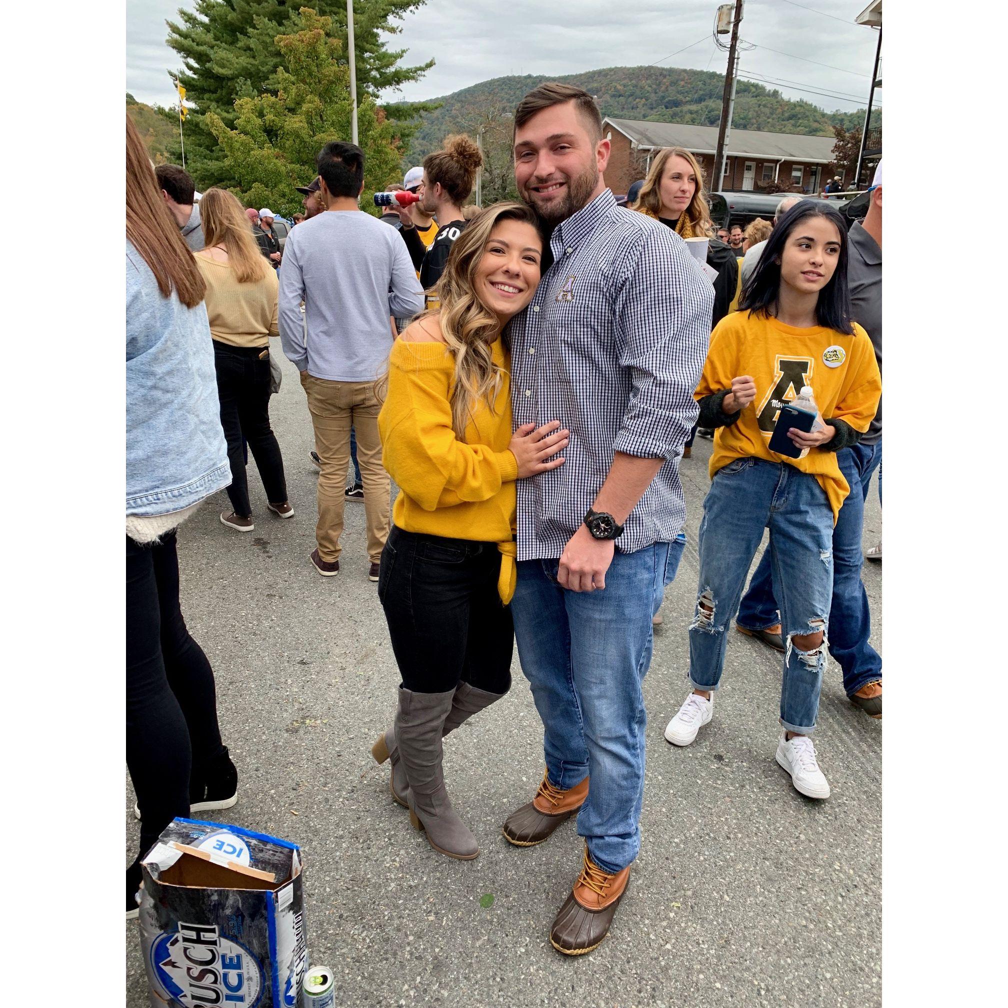 Our first App state football game together and when we officially started dating. It worked out ;)
