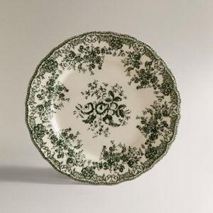 Set of 8 Floral Green Dinner Plates