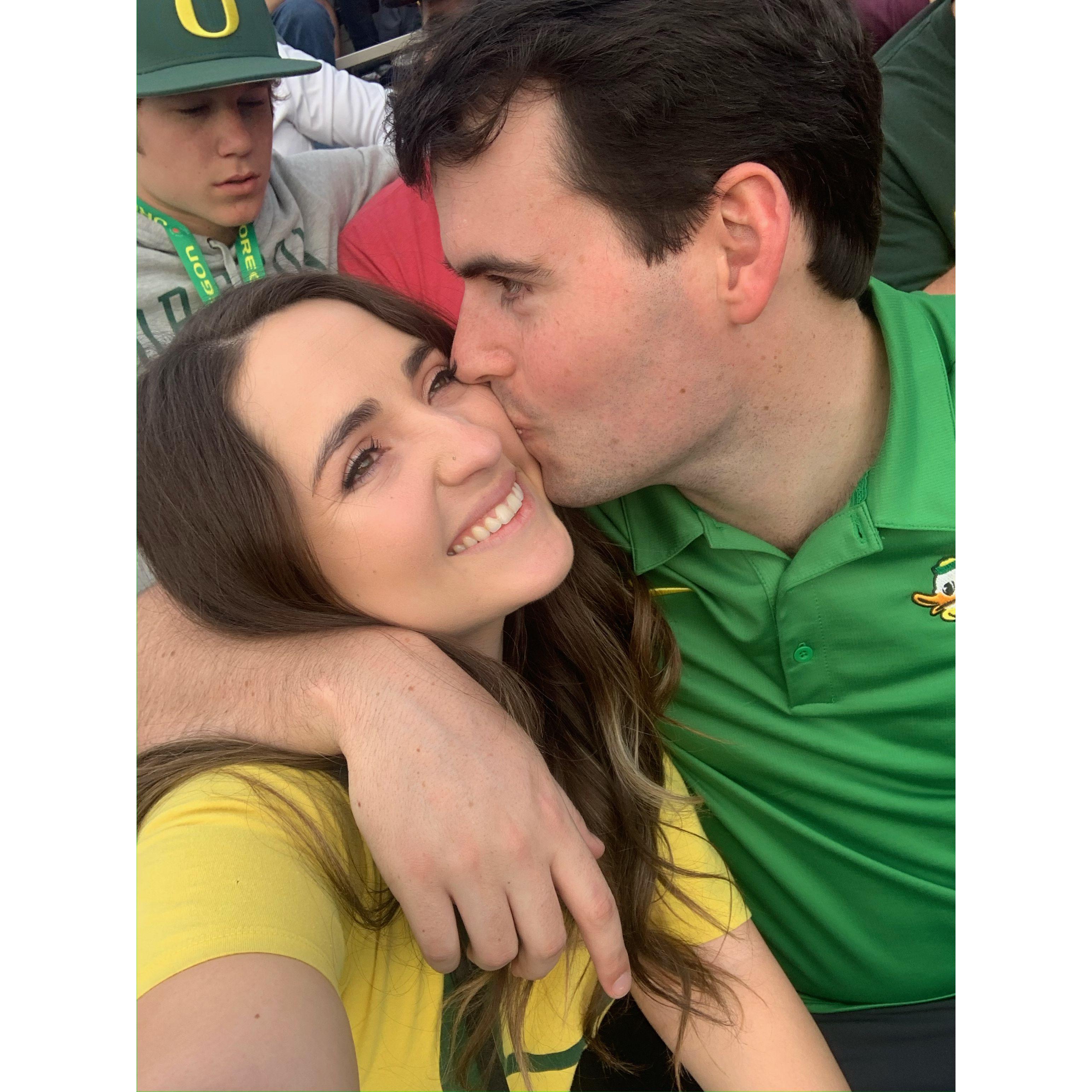 January 1, 2020 - We got to the Rose Bowl football game, which is a first for both of us even though Sarah grew up here! We watch Oregon beat Wisconsin and we are SO EXCITED!