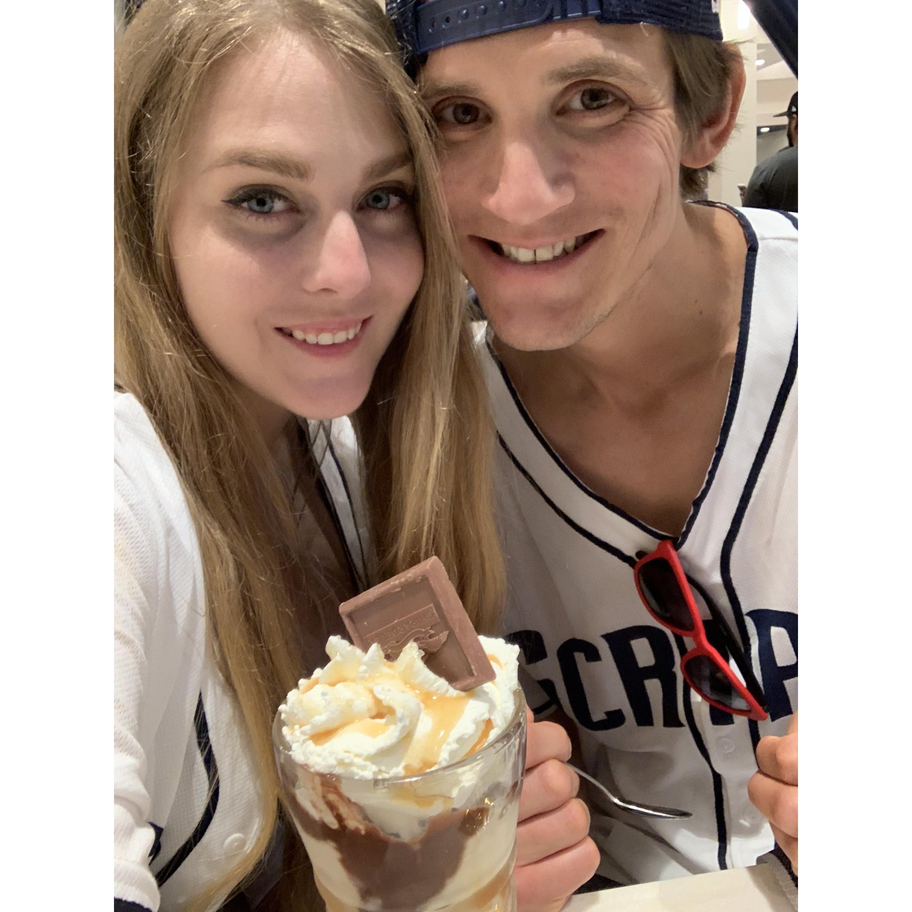 Getting ice cream after the Scripps Night at the Park.