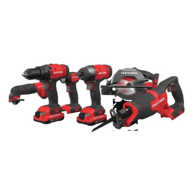CRAFTSMAN CMCK600D2 V20 6-Tool 20-Volt Max Power Tool Combo Kit with Soft Case (Charger Included and 2-Batteries Included)