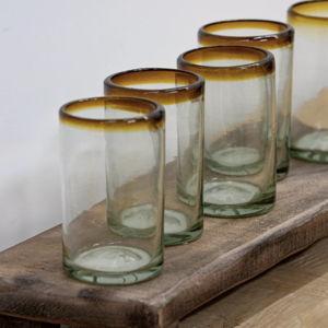 Amber Rim 14 oz Drinking Glasses (set of 6)