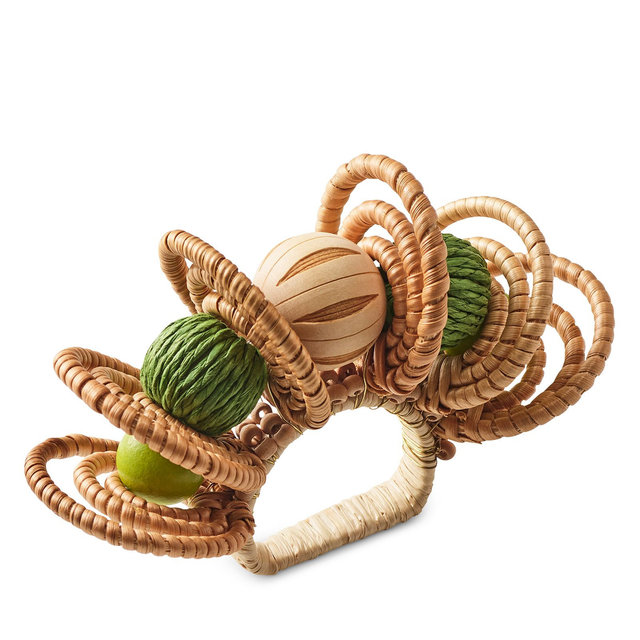 Kim Seybert Calypso Napkin Ring in Natural & Green