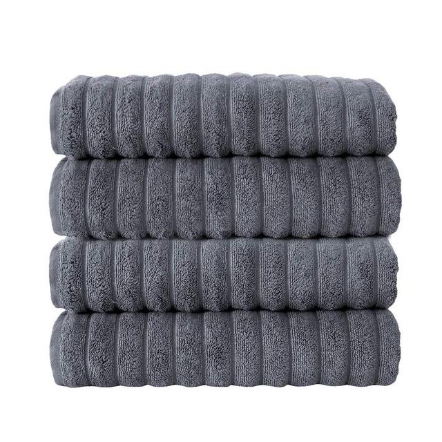 Classic Turkish Towels Luxury Bath Towel Set - Soft and Thick Oversized Ribbed Bathroom Towels Made with 100% Turkish Cotton (Grey, 20x32 Hand Towels)
