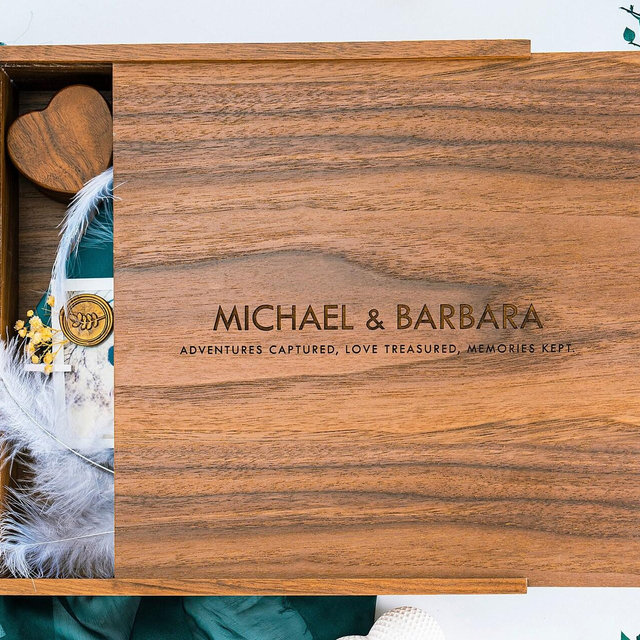 Wedding Memory Box, Wedding Gift for Couples, Custom Engraved Wood Storage Box for Photos Cards Keepsakes, Gift for Bride