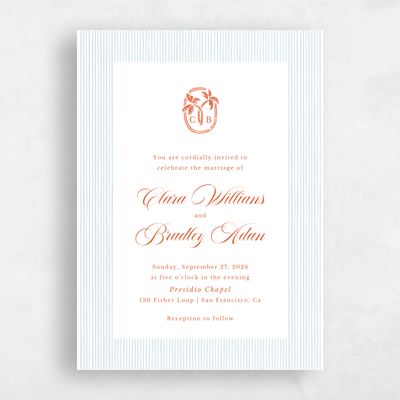 Orange Wedding Invitation - Seychelles Portrait