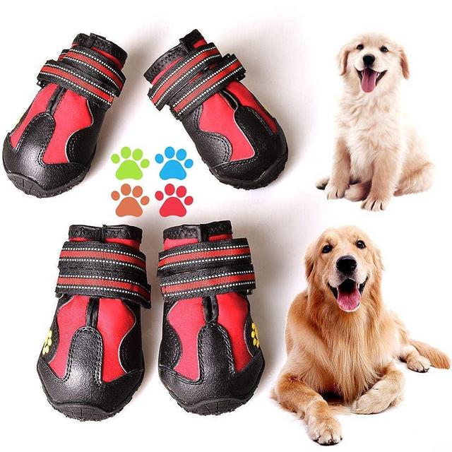 CovertSafe& Dog Boots for Dogs Non-Slip, Waterproof Dog Booties for Outdoor, Dog Shoes for Medium to Large Dogs 4Pcs with Rugged Sole Black-Red, Size 5: （2.7''x2.3'')(L*W) for 41-60 lbs