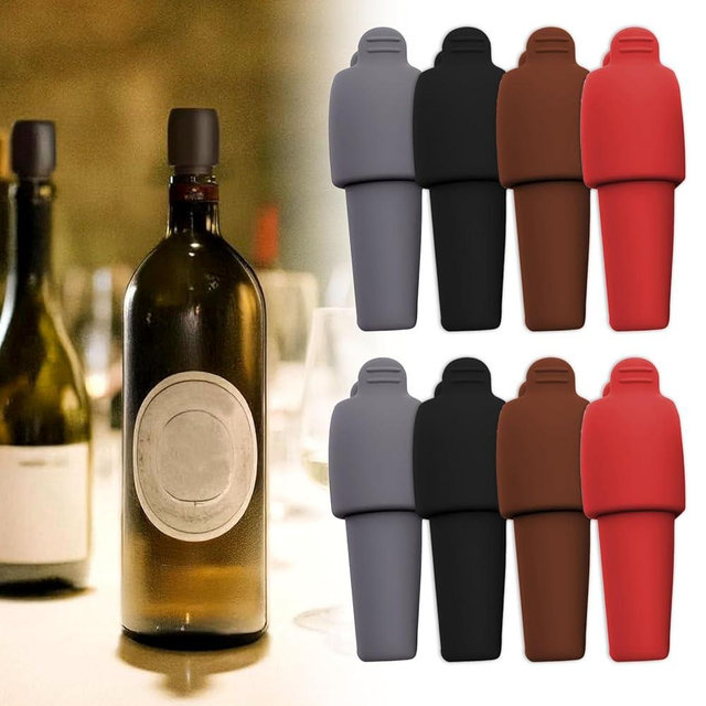 Silicone Wine Stopper for Wine Bottles, 2025 New Wine Stoppers for Wine Bottles, Seal Bottle Cover for Beer Champagne, Glass Bottle Sealer Covers Wine Stoppers for Home Use (8, All)