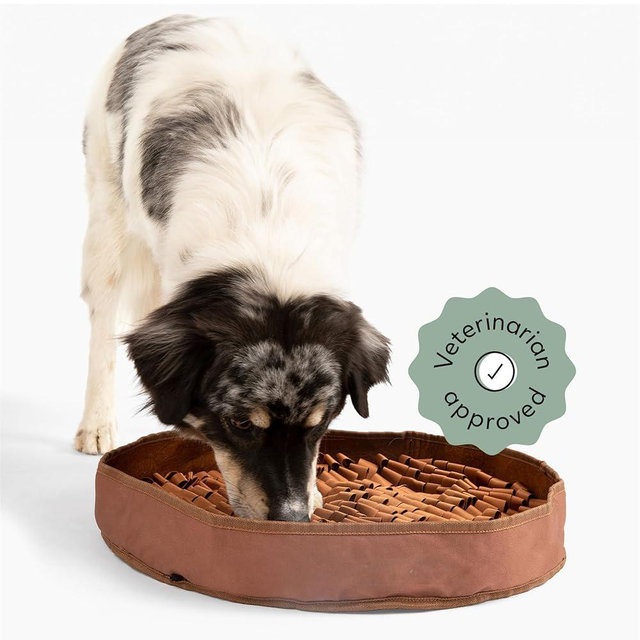 Reggie Stimulating Feeder Mat for Dogs | Relieve Speed Eating, Boredom, Stress | Vet-Approved & Ideal for All Ages, Dog Breeds, and Sizes (Brown Feeder Mat)