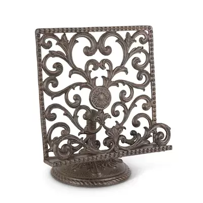 The GG Collection Acanthus Leaf Brown Metal 1-Shelf Bookcase