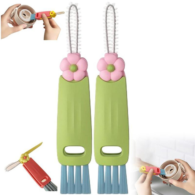 3 in 1 Cup Lid Cleaning Brush, 2025 Upgrade Cups Cleanings Brushs Portable Crevice Cleanings Brushs Set for Baby Bottle Gap Tight Spaces Cups, Multifunctional Cleaning Brush Cup Lid Cleaner