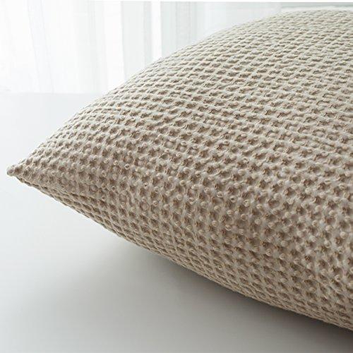 PHF 100% Cotton Waffle Euro Sham Cover Home Decorations for Bed Couch Sofa Pack of 2 26" x 26" Khaki