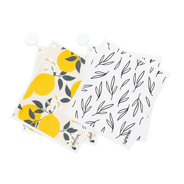 Papaya Reusable Paper Towels Bundle 4-Pack - 4 Sheets + 2 Hooks, Quick Drying, No Odor, 1 Sheet Replaces 17 Rolls, Washable Kitchen Cloth, Sustainable Dish Sponge, Eco Friendly Gift