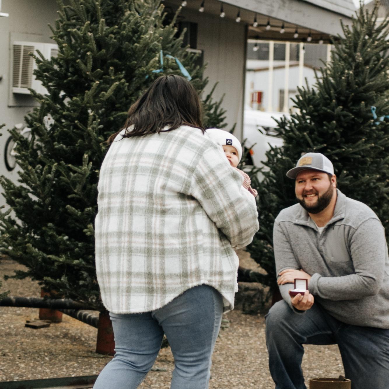 The day he proposed!! He planned everything out with my best friend to just have “family pictures” done & got down on one knee🥲❤️