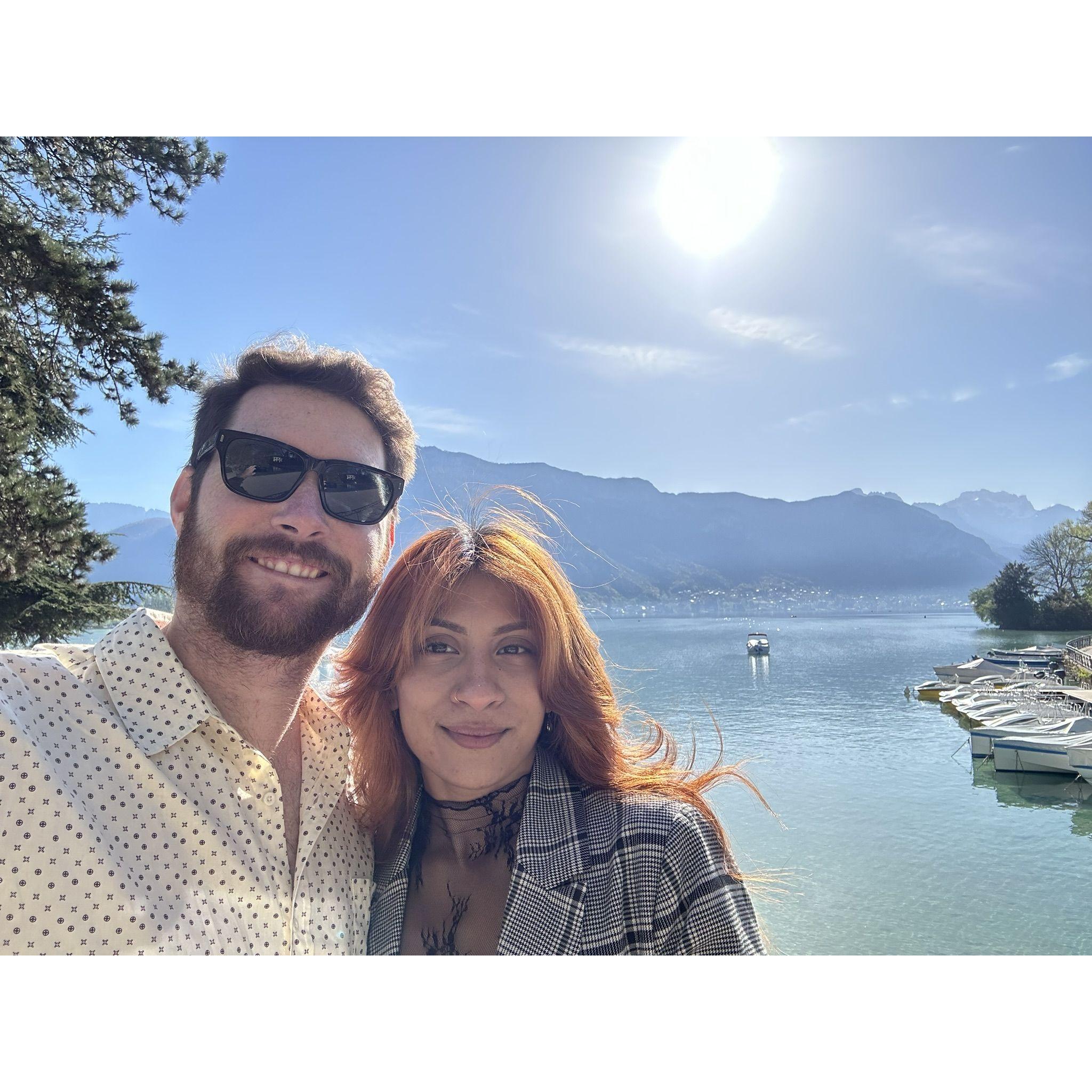 Our first trip to Annecy, France. I accidentally let Dj buy overpriced jelly. 120€ le kilo...