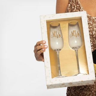 Mrs. & Mrs. Champagne Flute Set