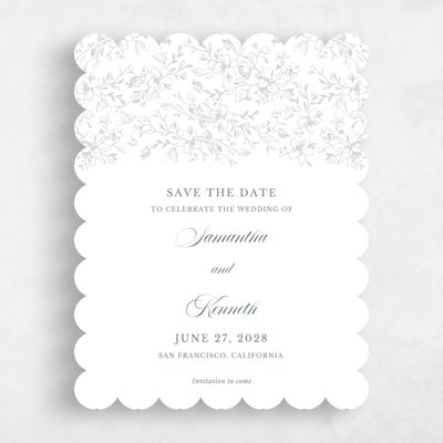 Grey Scalloped Wedding Save the Date - Venado Portrait