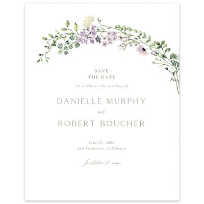 Purple Spring Wedding Digital Save the Date - Rydal Portrait