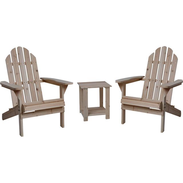 Fir Wood Adirondack Chairs with Table - 3-Pc. Combo
