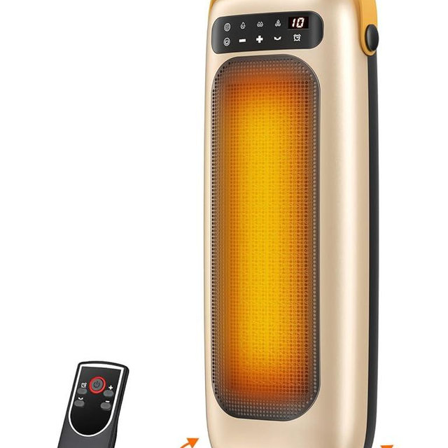KQPZ Space Heater, 1500W PTC Ceramic Electric Heaters for Indoor Use with Remote, 4 Levels Room Heater with LED Touch Display, 110° Oscillation,10H Timer,Fast & Safe Portable Heater for Bedroom Office