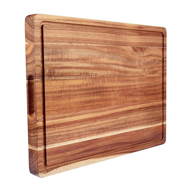 Large Thick Acacia Wood Cutting Boards for Kitchen, 20" x 15" x 1.5" wooden Chopping Board Charcuterie Boards Butcher Block with Juice Groove and Handle