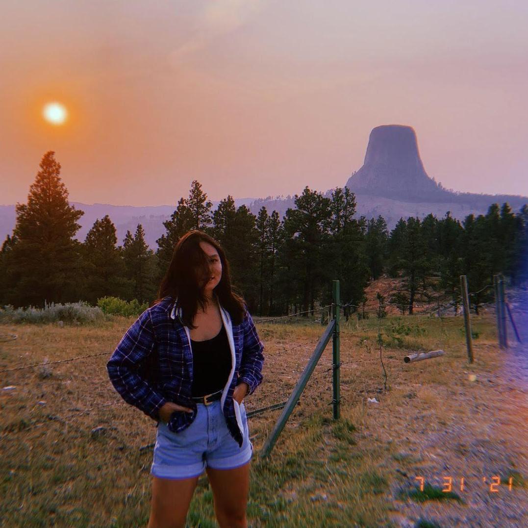 Molly Burnett snapped this photo of Eva while camping at Devil's Tower, which was the final stop of their cross-country road trip to Cody. Eva would meet her future husband less than 24 hours later.