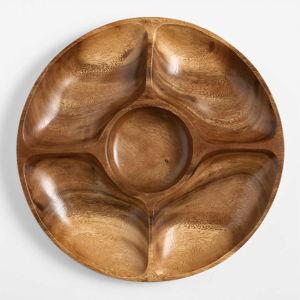 Tondo 16" Acacia Large Divided Server + Reviews | Crate & Barrel