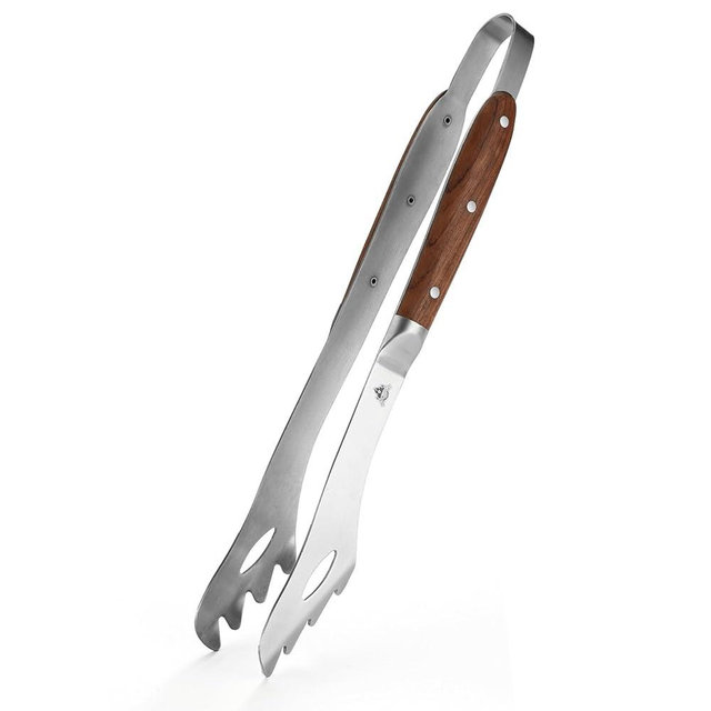 GRILLGEN Heavy Duty Rosewood Handle BBQ Grill Tongs, 16.73" Long Premium BBQ Grill Tongs for Outdoor Grilling, Essential Accessory for Barbecue & Grill, Best Grilling Gift
