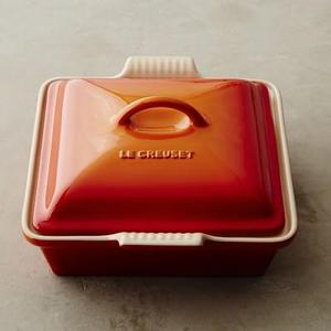 Le Creuset Stoneware Shallow Square Covered Baker, Flame