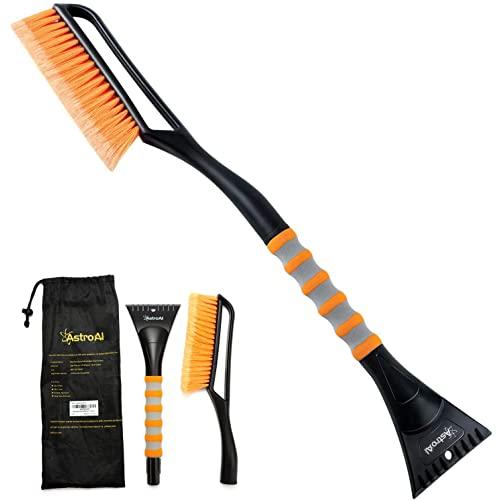 AstroAI Snow Brush and Detachable Ice Scraper with Ergonomic Foam Grip for Cars, Trucks, SUVs (Heavy Duty ABS, PVC Brush, 27”)