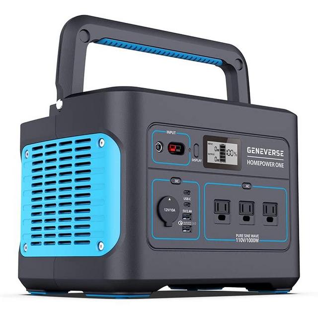 Geneverse 1002Wh Portable Power Station, HomePower ONE: 8 Outlets (3X 1000W AC Outlets). Quiet, Indoor-Safe Backup Battery Power Generator For Power Outages, Home + Medical Devices Up To 2000W, Travel
