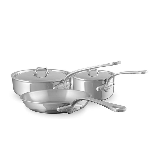 Mauviel M'Urban 4 Tri-Ply Polished Stainless Steel 5-Piece Cookware Set With Cast Stainless Steel Handles, Made In France