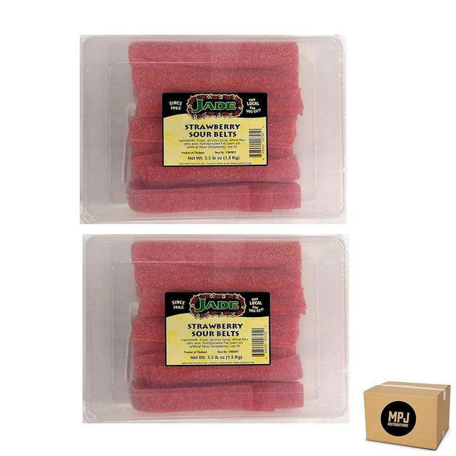Ono Hawaiian Favorite Jade Strawberry Sour Belts (52.8 oz.).Pack of 2, Bundled with MPJ Freebies!