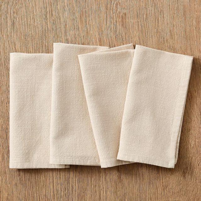 Slub Cotton Table Linens, Napkin, 20x20, Natural, Set of 8, BOM